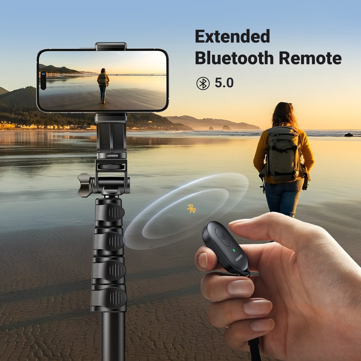 UGREEN 1.7m Selfie Stick Tripod with Bluetooth Remote