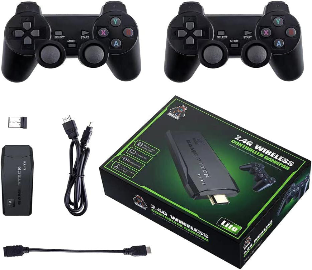 128G 10000+ 4K HDMI TV Video Game Stick Retro Gaming Console W/ 2 Remote Controller