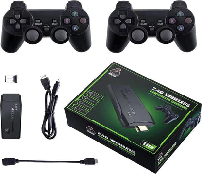 128G 10000+ 4K HDMI TV Video Game Stick Retro Gaming Console W/ 2 Remote Controller